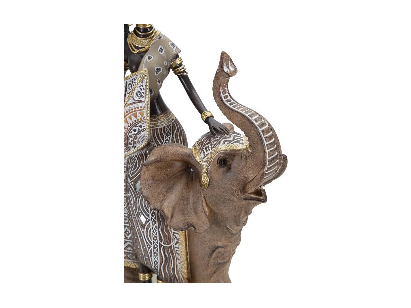 Statuette Déco Femme sur Éléphant "Tribal Masai" 32cm Multicolore