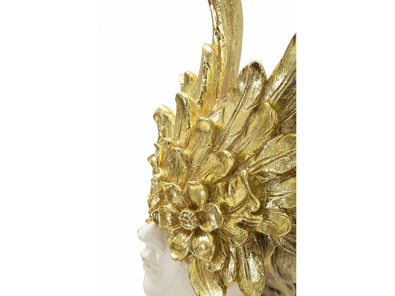 Busto di donna in resina dorata con piedistallo cm 20x17x50