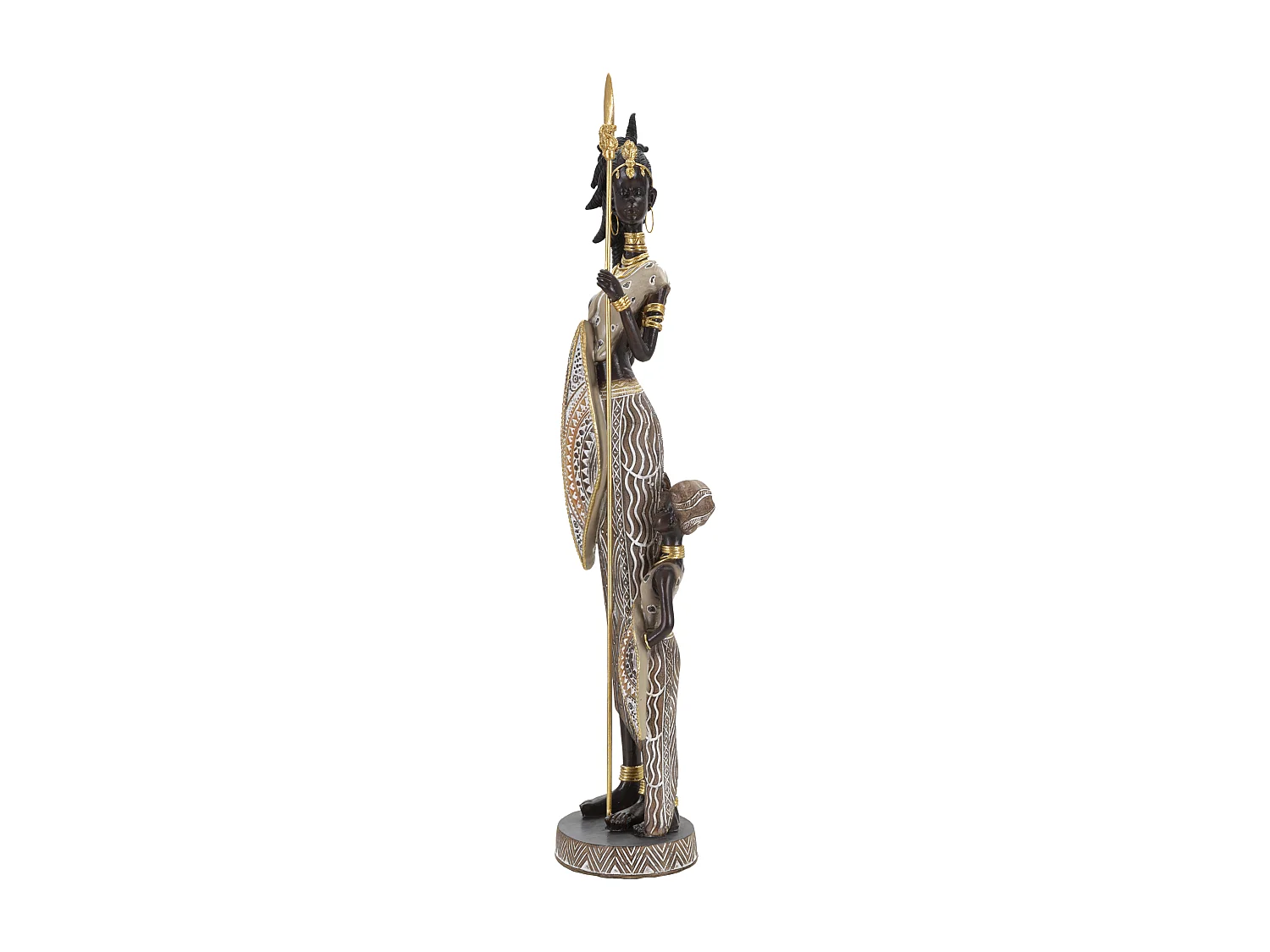 Statuette Déco Femme & Enfant "Tribal Masai" 46cm Multicolore