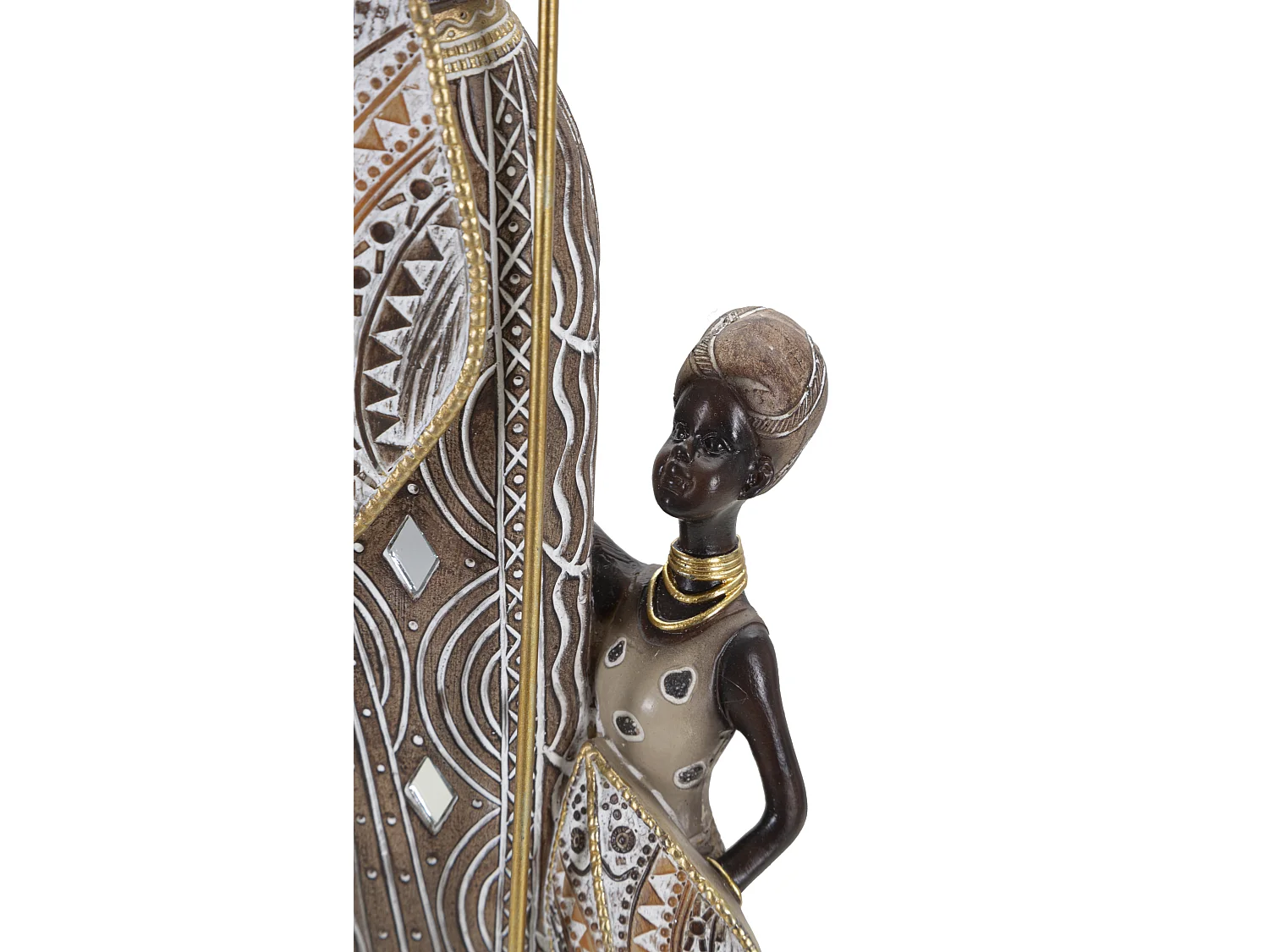 Statuette Déco Femme & Enfant "Tribal Masai" 46cm Multicolore