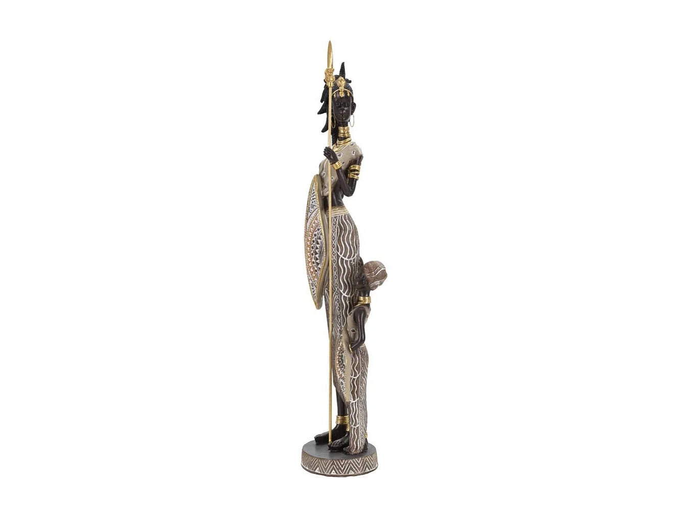 Statuette Déco Femme & Enfant "Tribal Masai" 46cm Multicolore