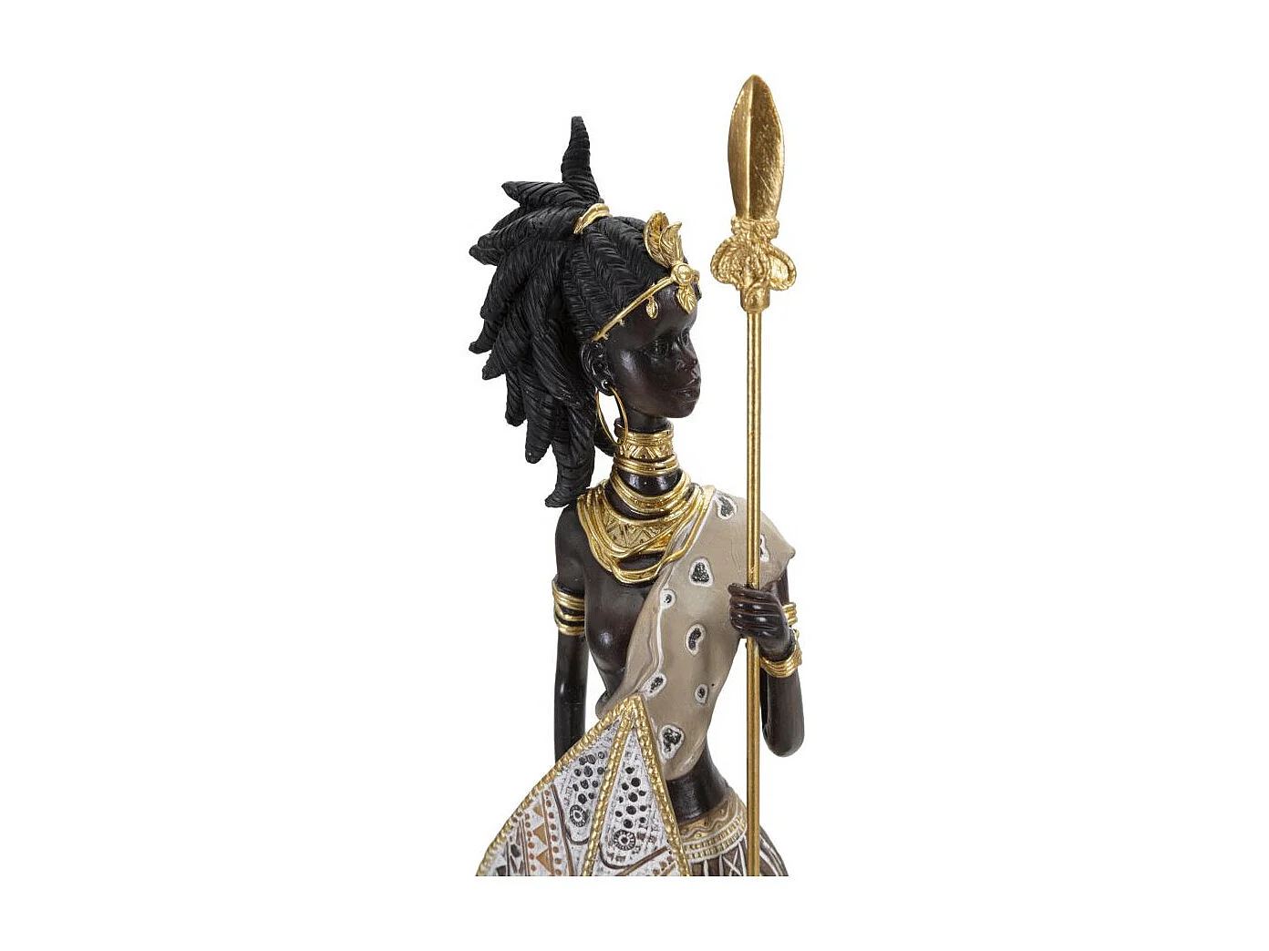 Statuette Déco Femme & Enfant "Tribal Masai" 46cm Multicolore