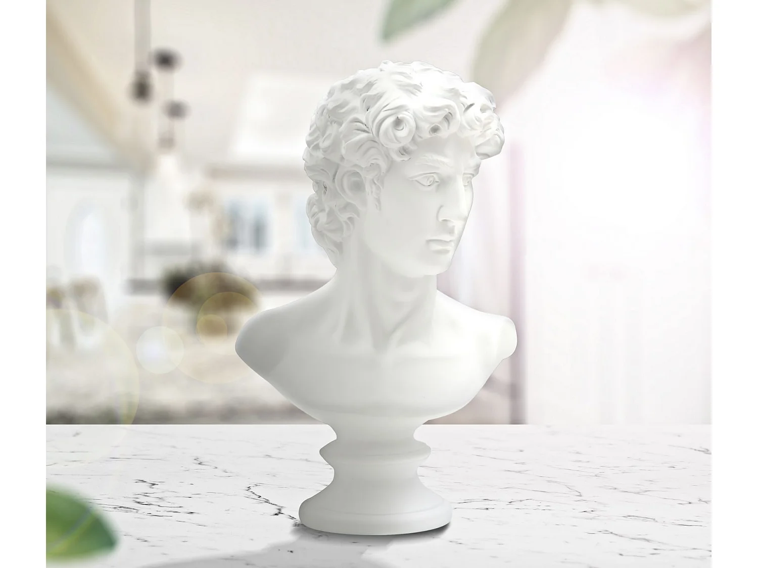 Buste Tête Masculine "Roman" 34cm Blanc