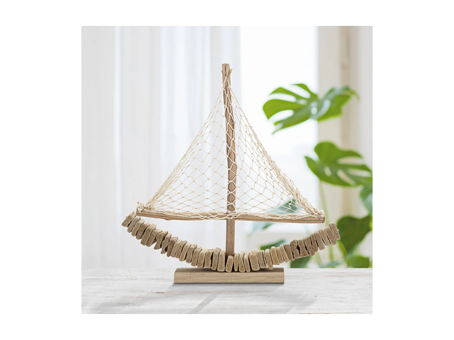 Bateau Voilier Déco en Bois "Tanoak" 45cm Naturel