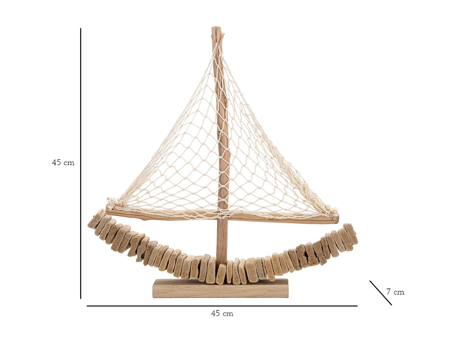 Bateau Voilier Déco en Bois "Tanoak" 45cm Naturel