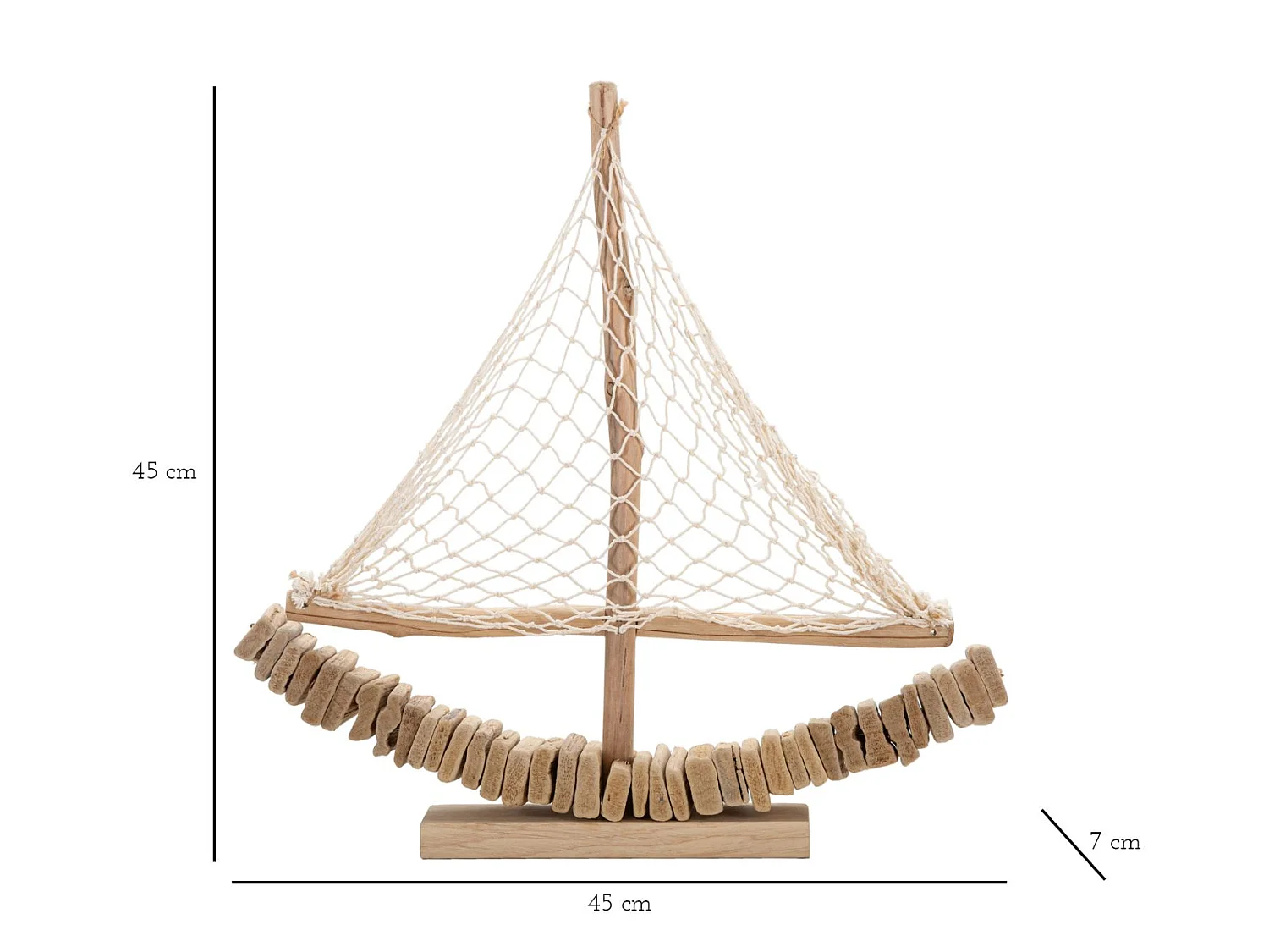 Bruine houten boot 45x7x45 cm