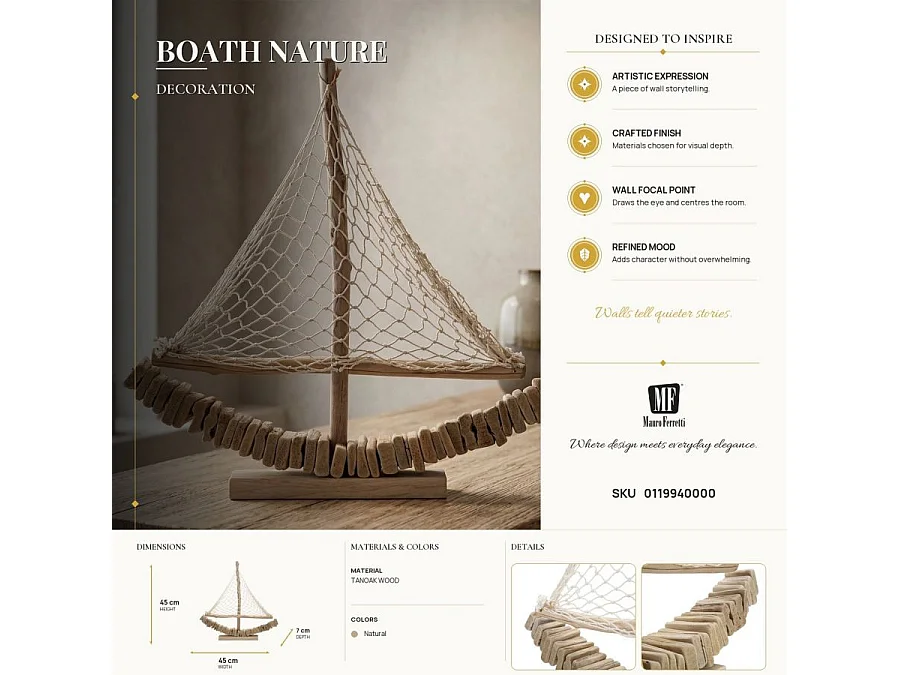 Bruine houten boot 45x7x45 cm