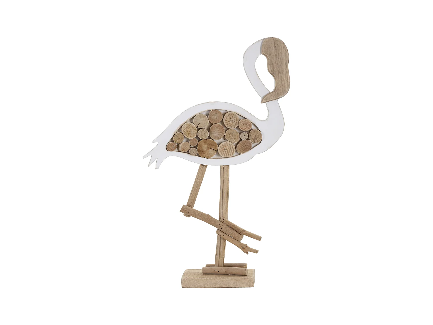 Flamant rose en bois marron 31x9x56 cm