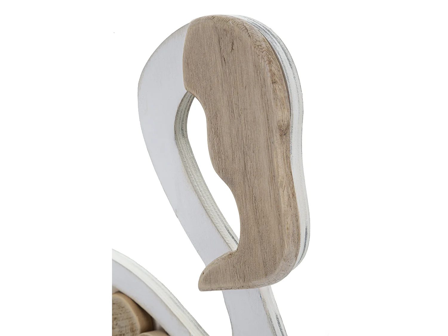 Statue Flamant Rose en Bois "Tanoak" 56cm Naturel & Blanc