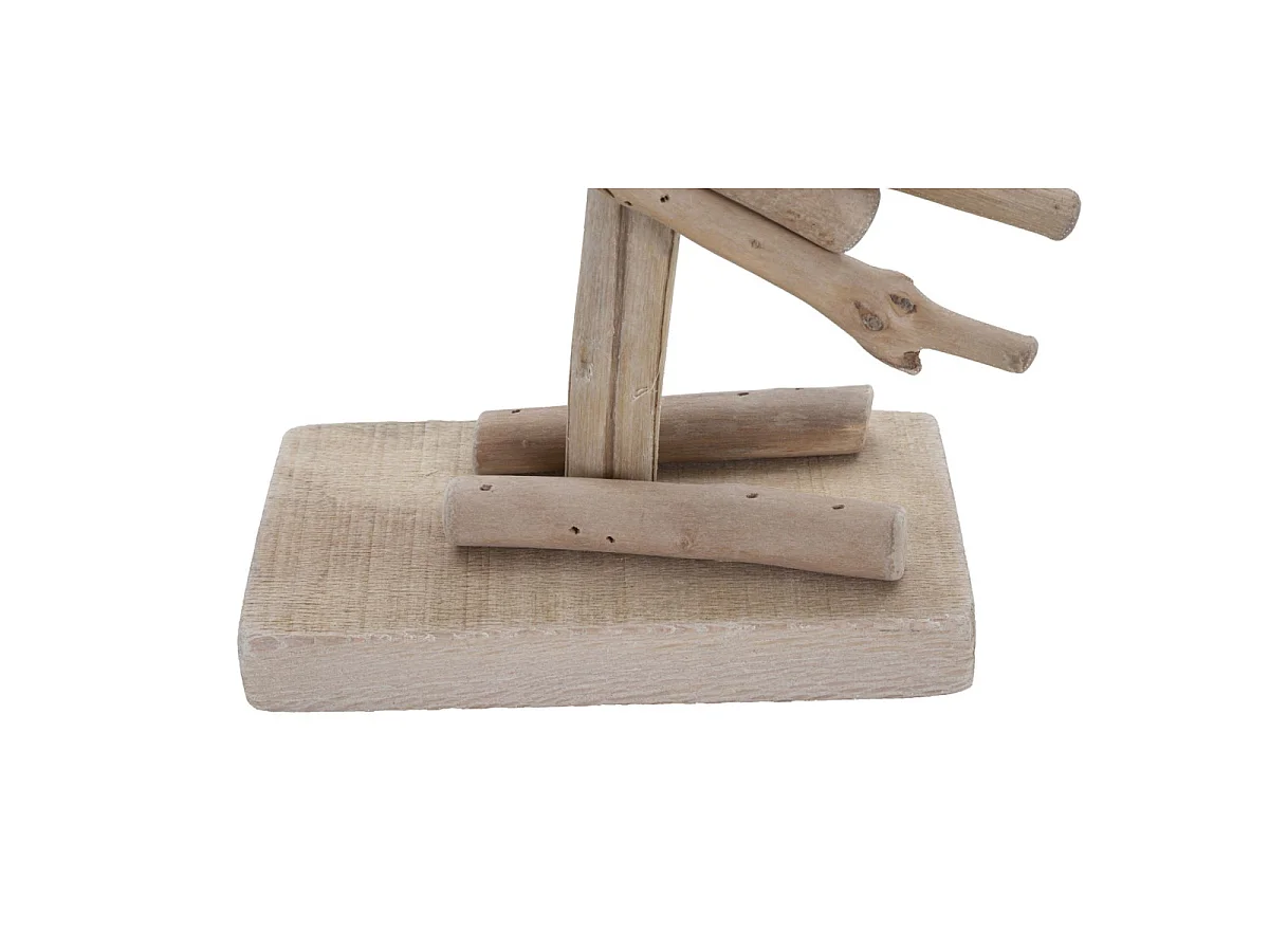 Statue Flamant Rose en Bois "Tanoak" 56cm Naturel & Blanc