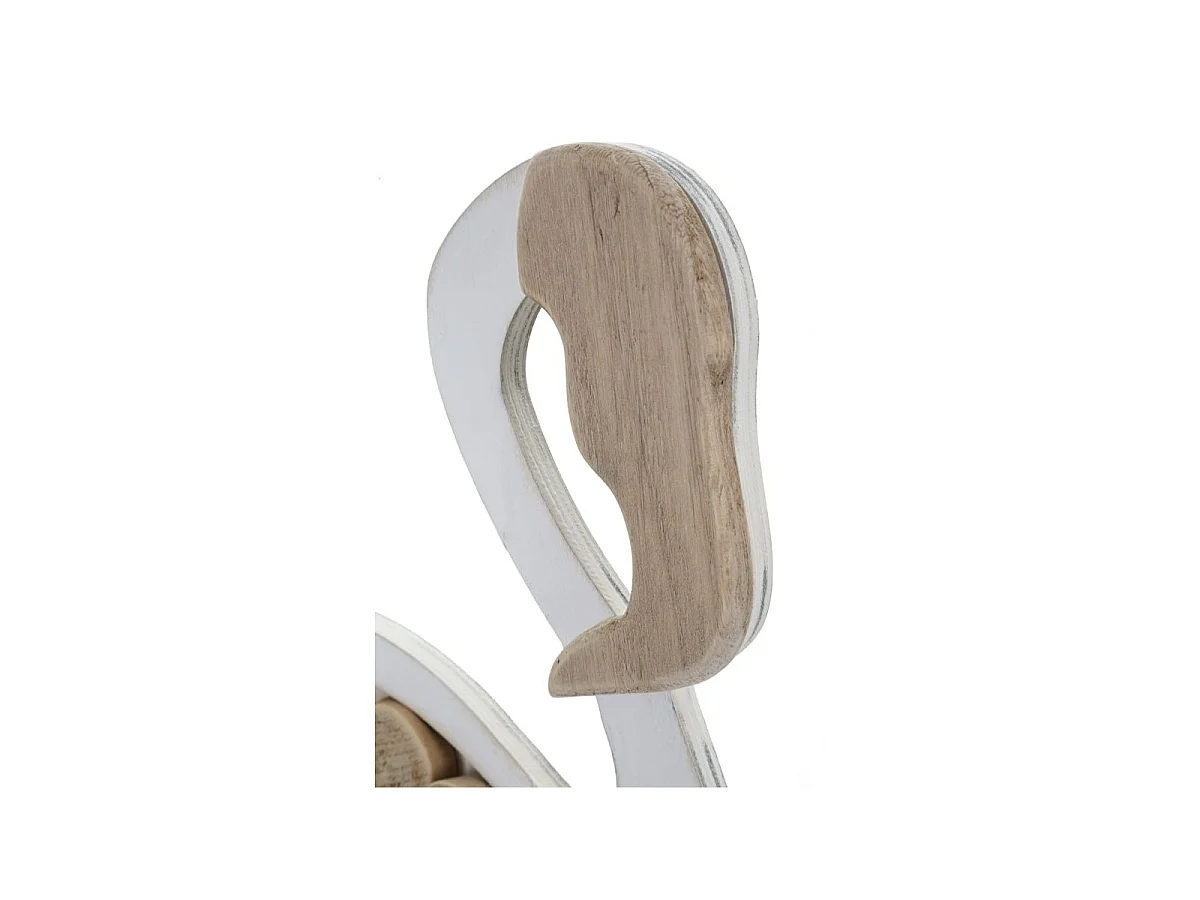 Statue Flamant Rose en Bois "Tanoak" 56cm Naturel & Blanc