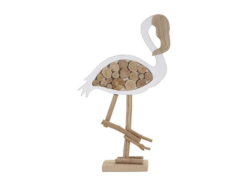 Bruine houten flamingo 31x9x56 cm