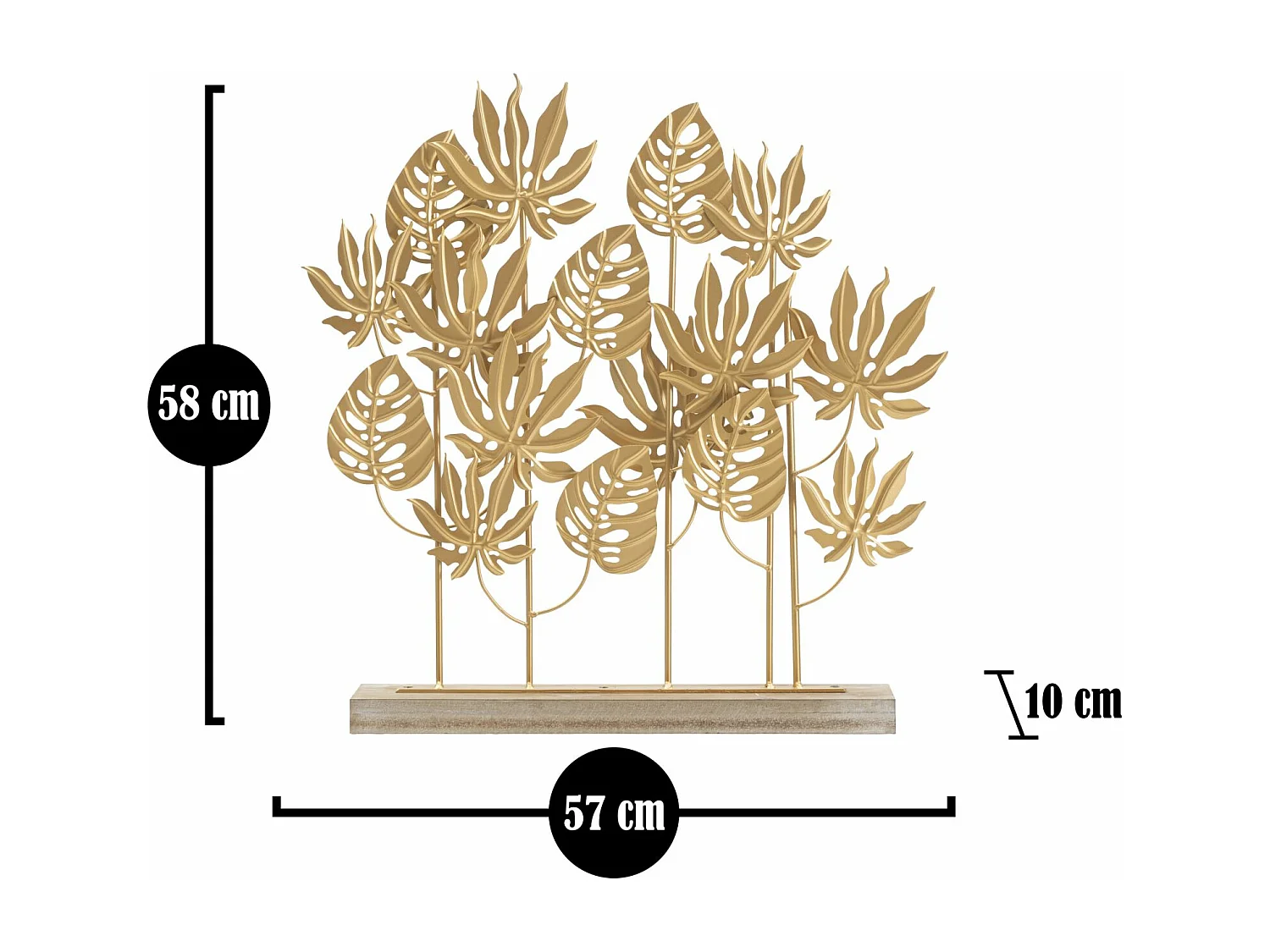Scultura in metallo dorata con base cm 56x10x57,5