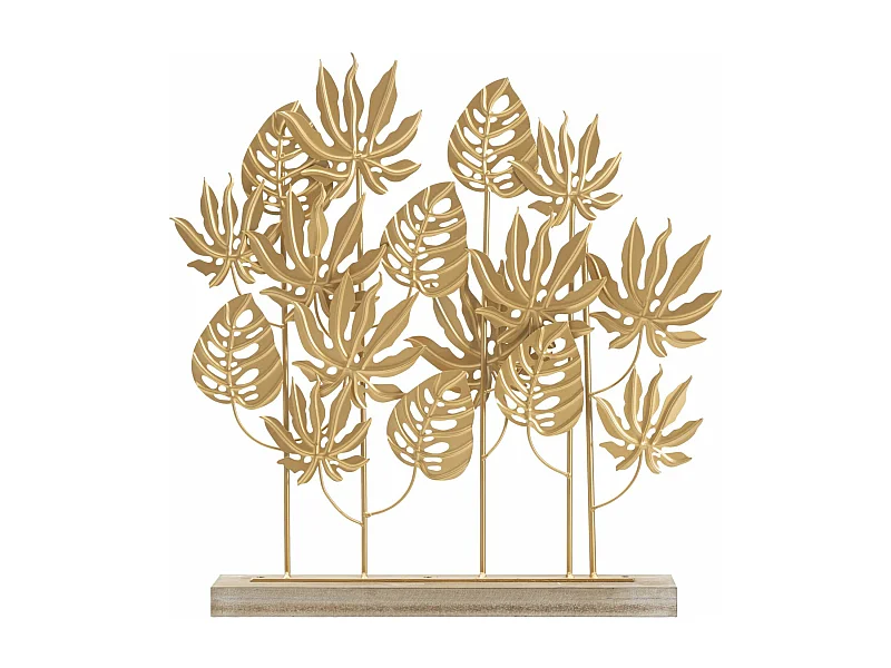 Gouden metalen sculptuur met voet 56x10x57,5 cm