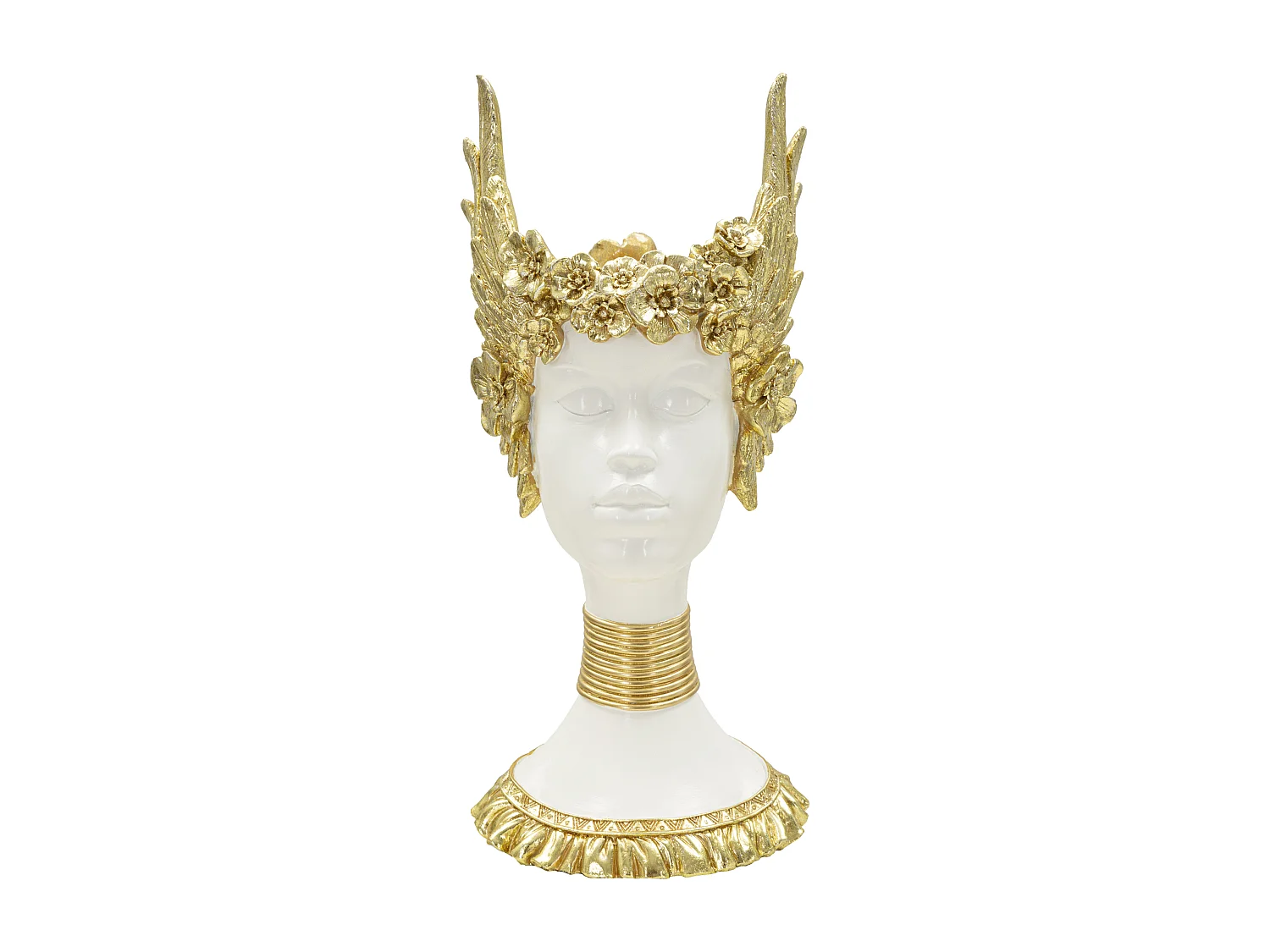 Statuette Buste Femme "Athena" 38cm Blanc & Or