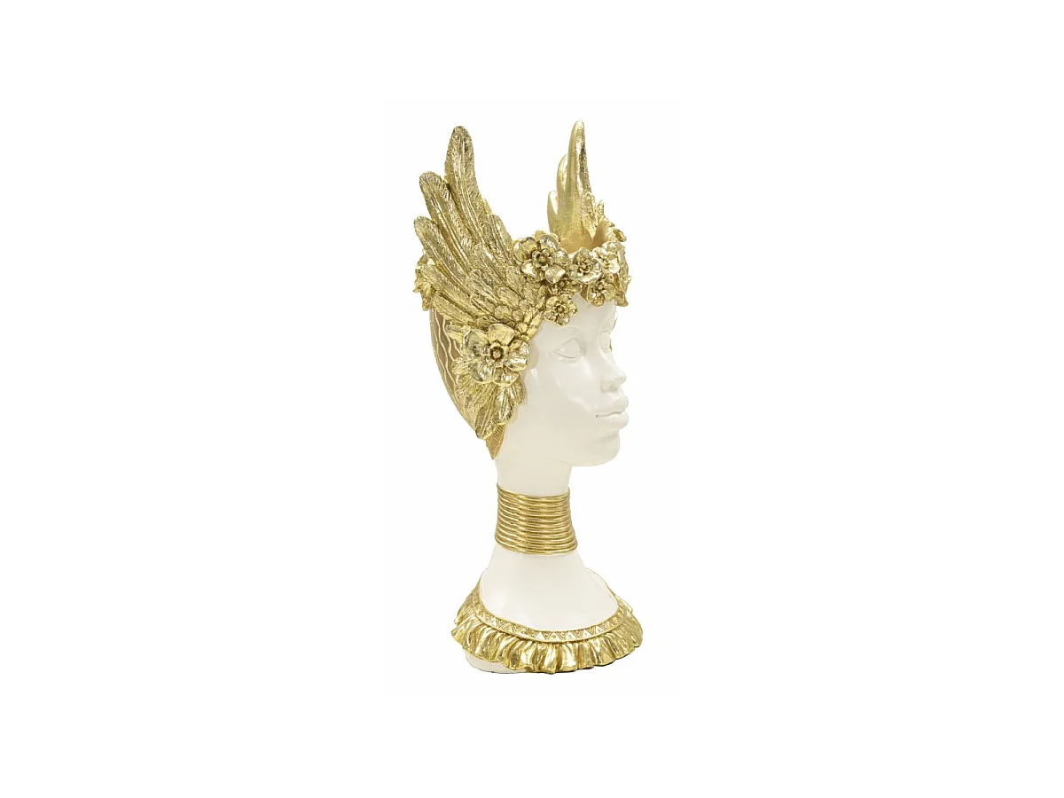 Busto di donna in resina dorata cm 17,5x17x38
