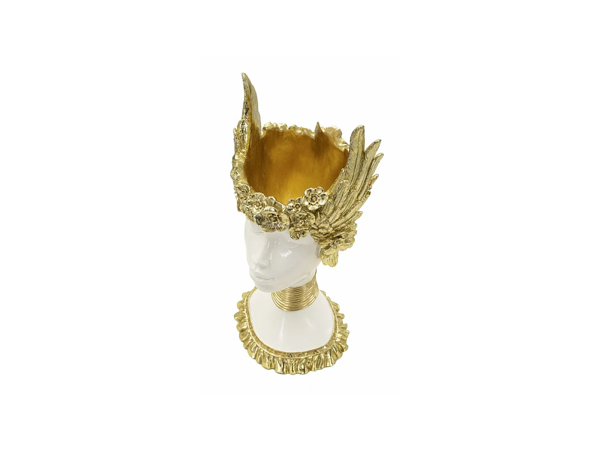 Busto di donna in resina dorata cm 17,5x17x38