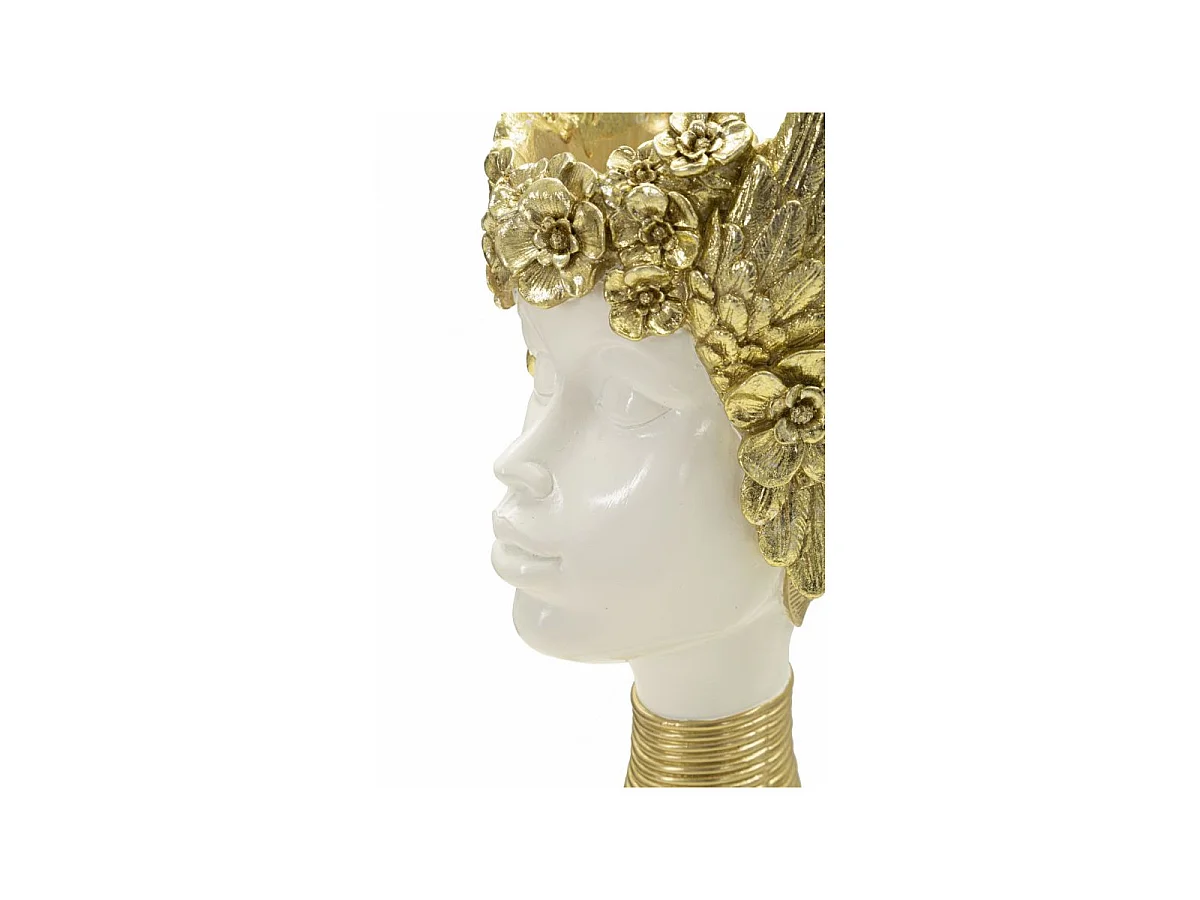 Busto di donna in resina dorata cm 17,5x17x38