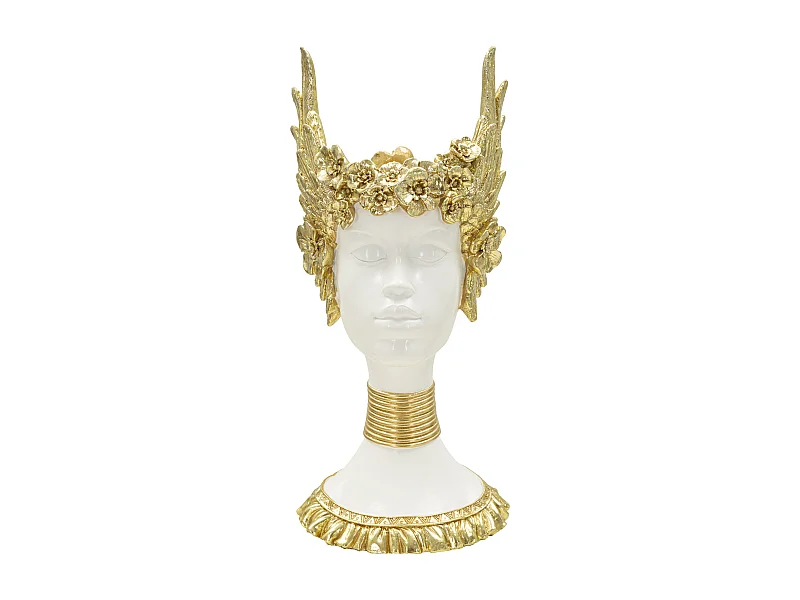 Statuette Buste Femme "Athena" 38cm Blanc & Or