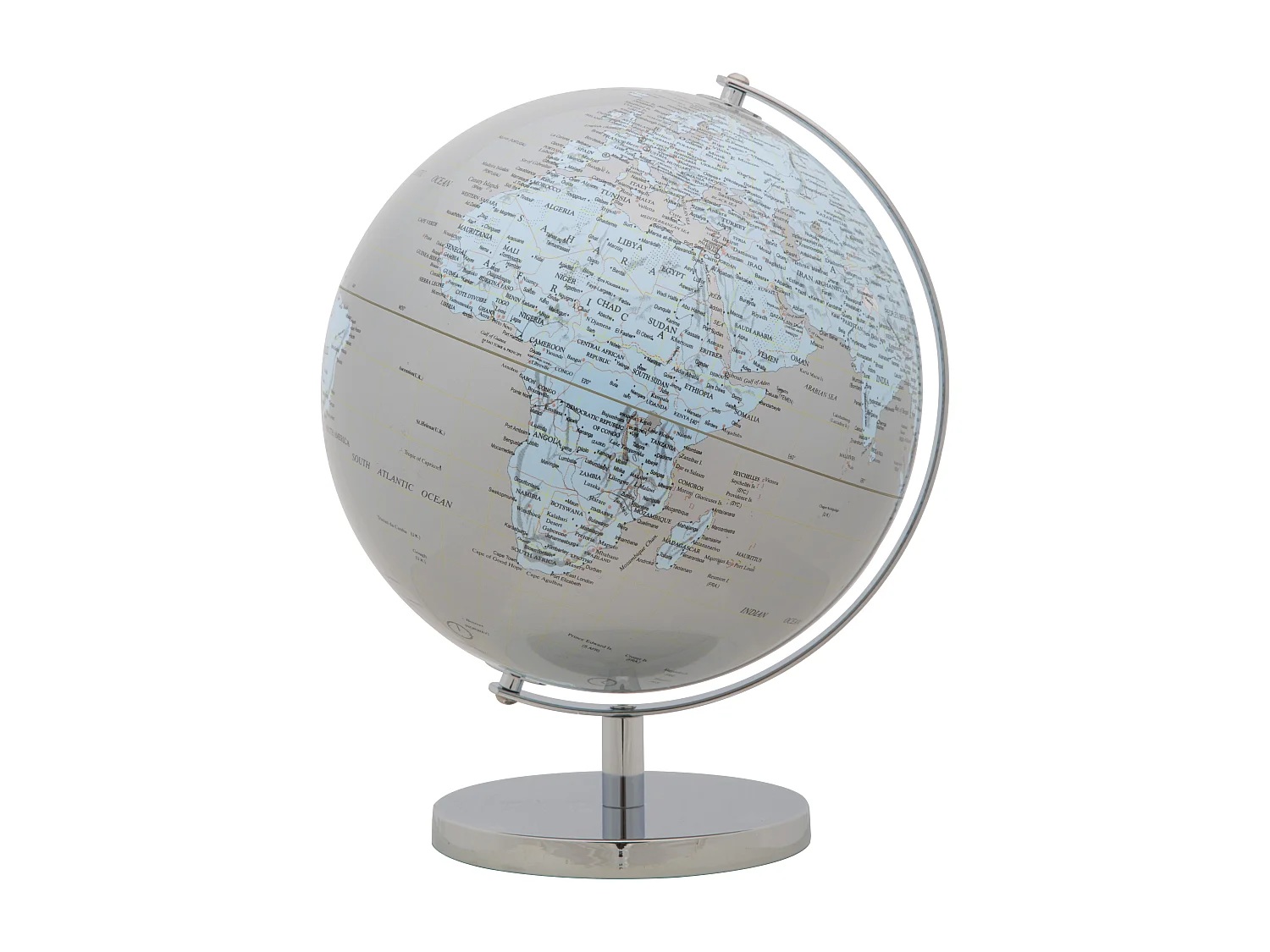Globe en PVC et socle en métal blanc et argenté Ø 25x34 cm