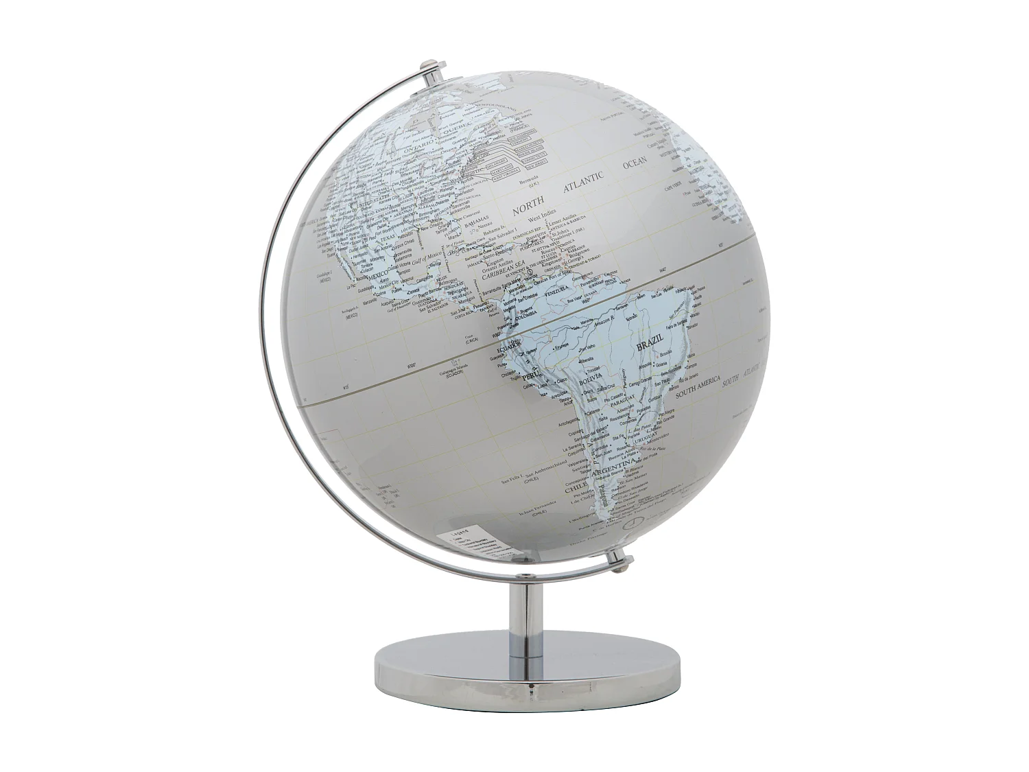 Globe en PVC et socle en métal blanc et argenté Ø 25x34 cm