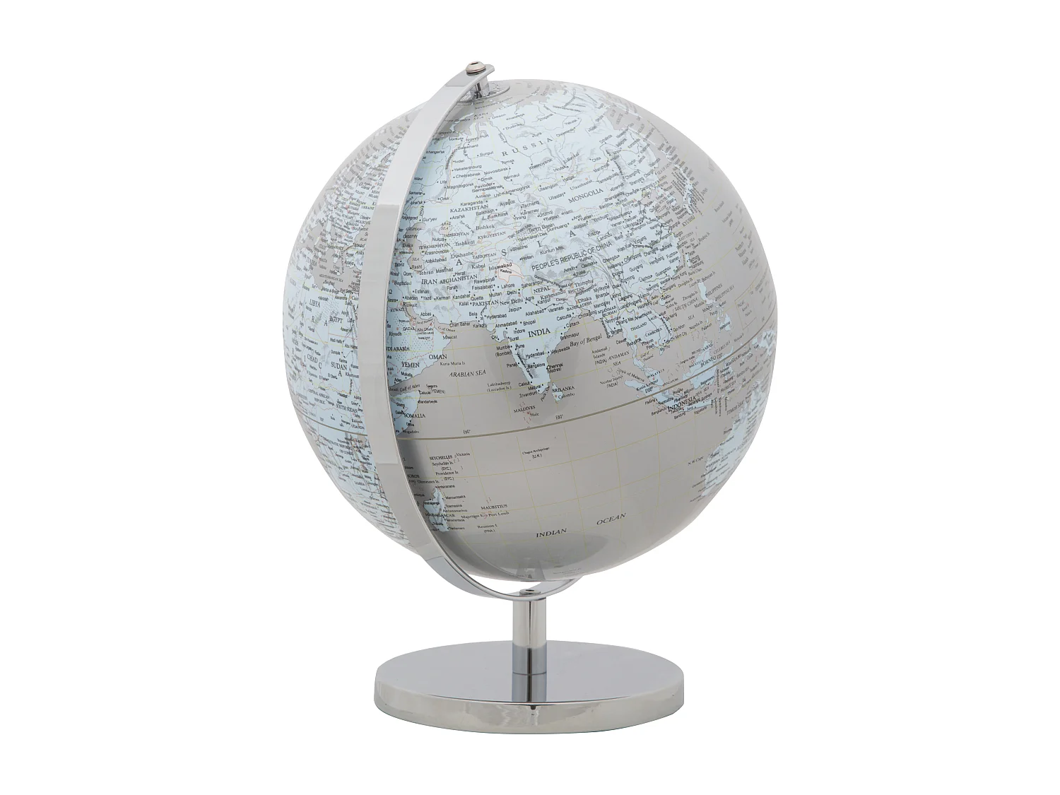 Globe en PVC et socle en métal blanc et argenté Ø 25x34 cm