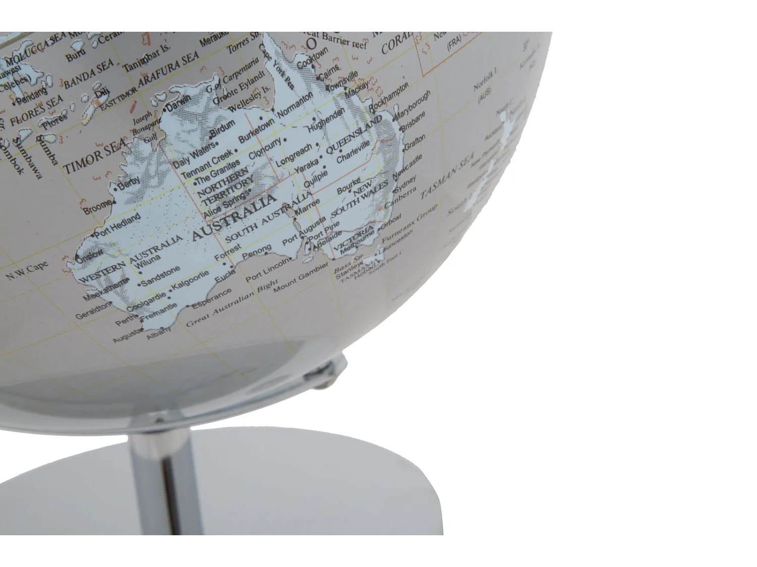 Globe en PVC et socle en métal blanc et argenté Ø 25x34 cm