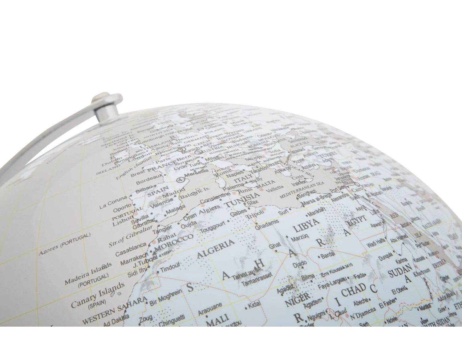 Globe en PVC et socle en métal blanc et argenté Ø 25x34 cm