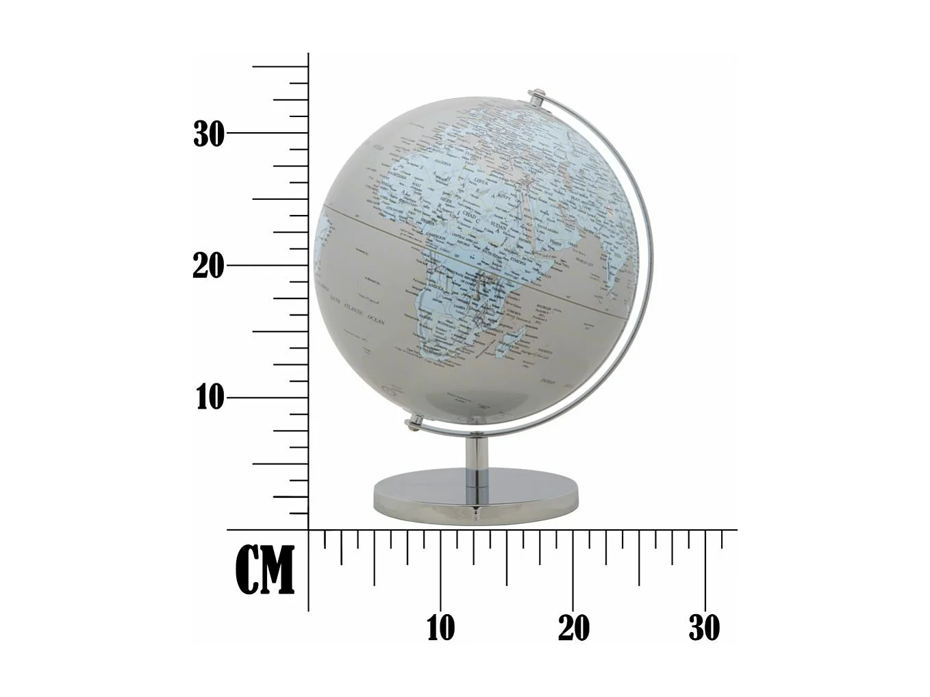 Globe en PVC et socle en métal blanc et argenté Ø 25x34 cm
