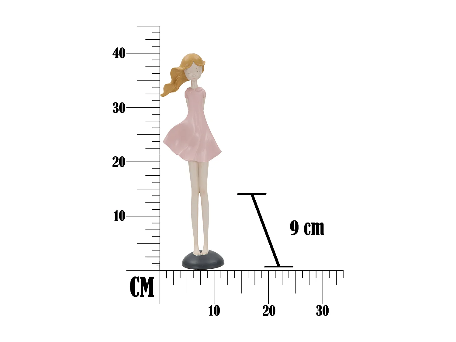 Statuetta di donna in resina rosa cm 12x9x40,5