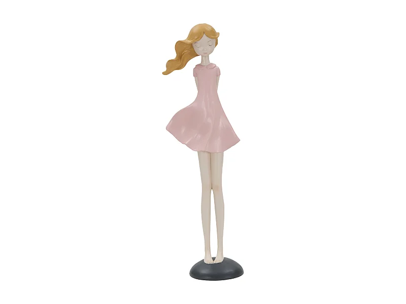 Statuetta di donna in resina rosa cm 12x9x40,5