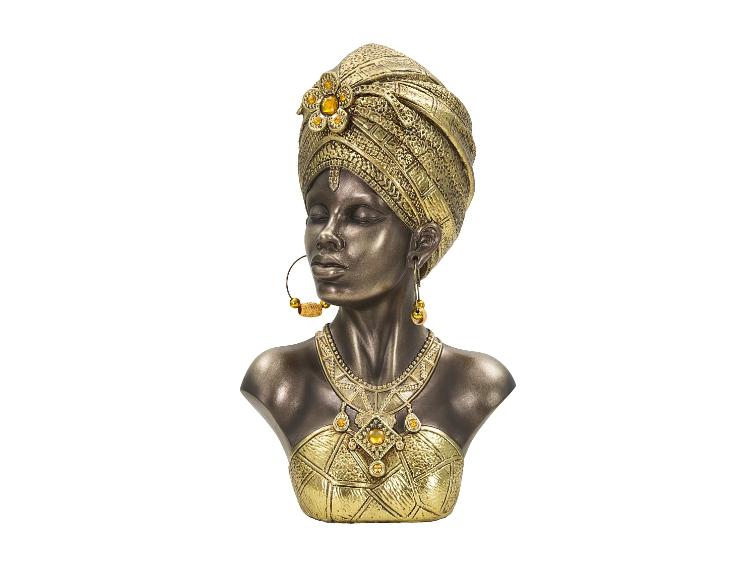 Buste Femme Africaine en Résine "Mumbasa" 39cm Or