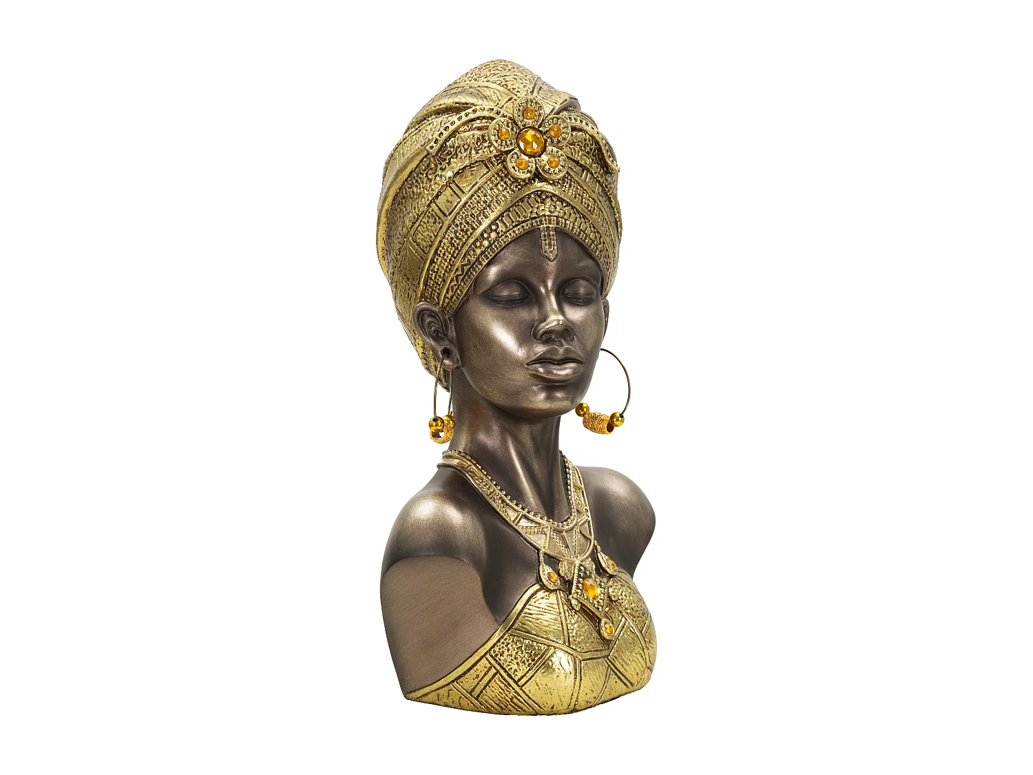 Buste Femme Africaine en Résine "Mumbasa" 39cm Or