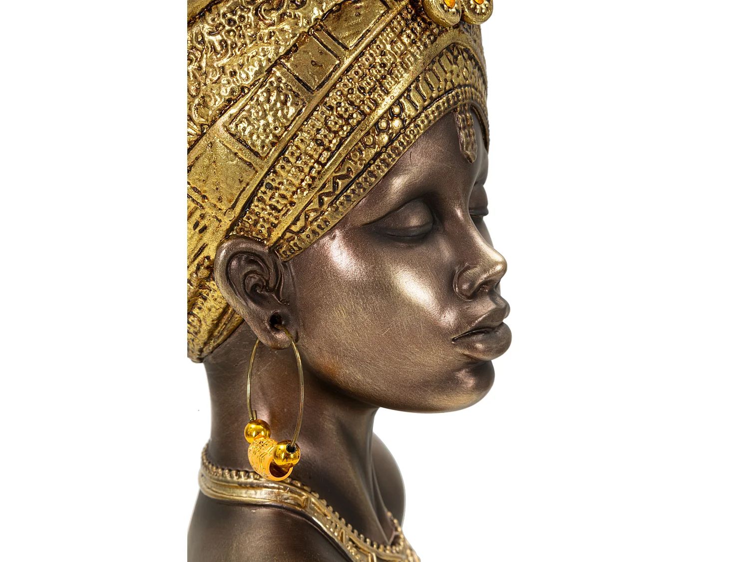 Buste Femme Africaine en Résine "Mumbasa" 39cm Or