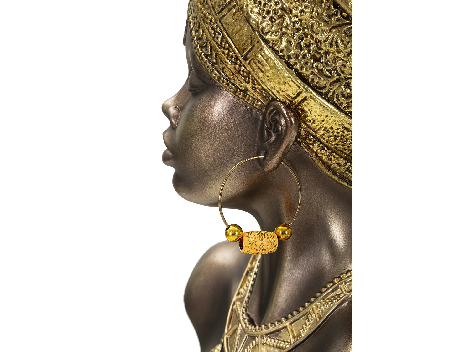 Buste Femme Africaine en Résine "Mumbasa" 39cm Or