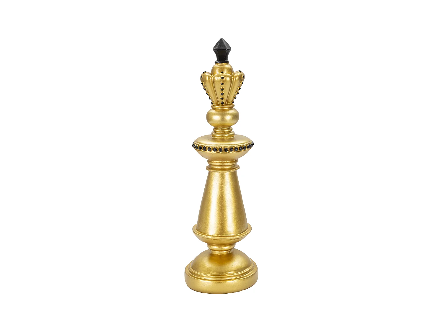 Statue du Roi Doré et Noir en Résine, Ø 11 x 32,5 cm - Pièce d'échecs avec décorations noires élégantes