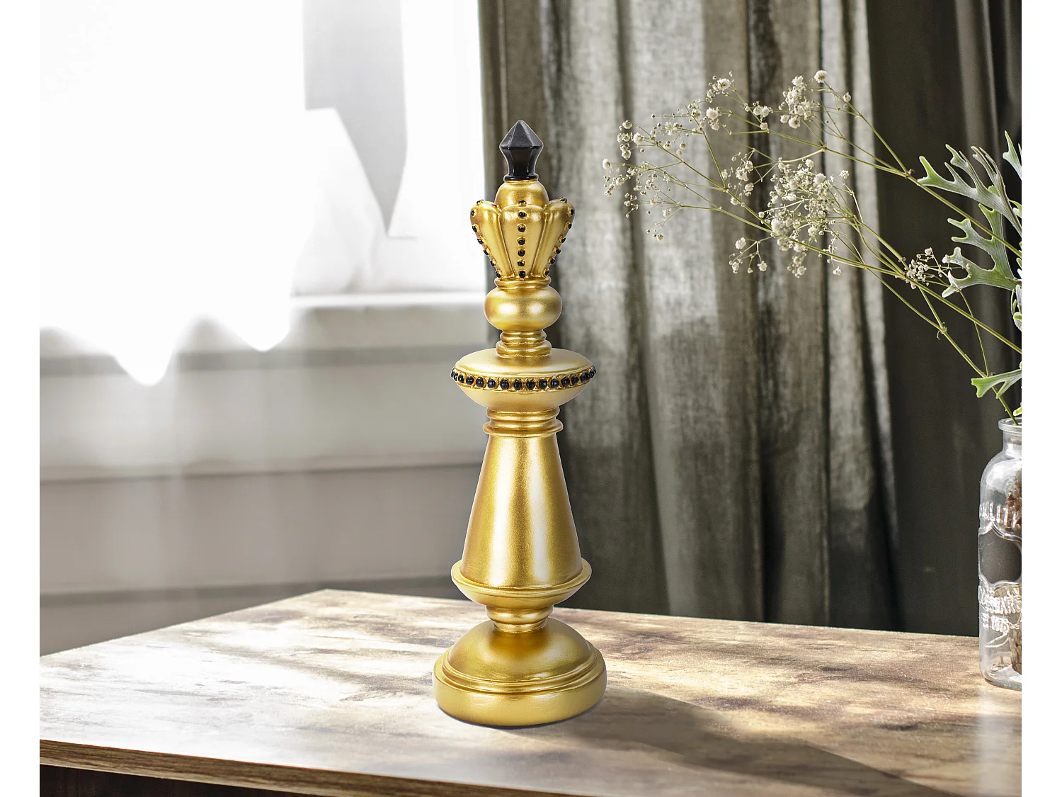 Pièce d'Échec Déco en Résine "Roi" 32cm Or