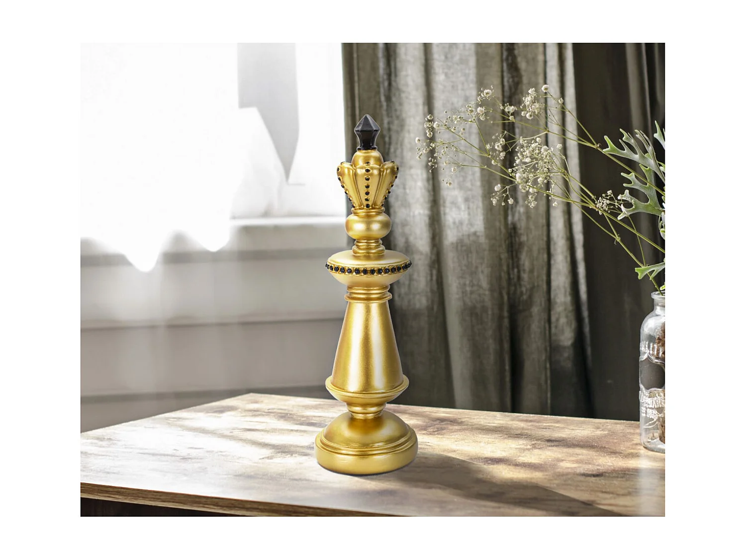 Pièce d'Échec Déco en Résine "Roi" 32cm Or