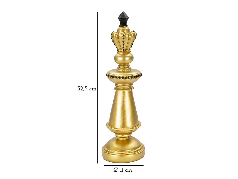 Pièce d'Échec Déco en Résine "Roi" 32cm Or
