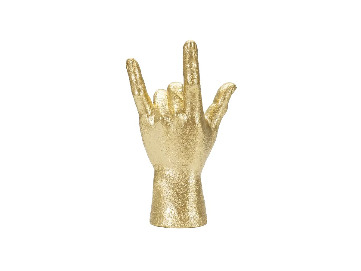 Dekofigur Hand aus Kunstharz goldfarben 14,5x7x23 cm