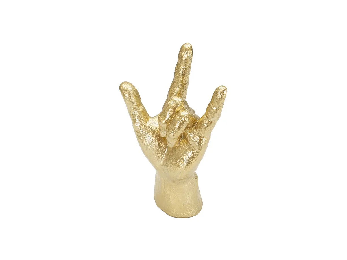 Dekofigur Hand aus Kunstharz goldfarben 14,5x7x23 cm