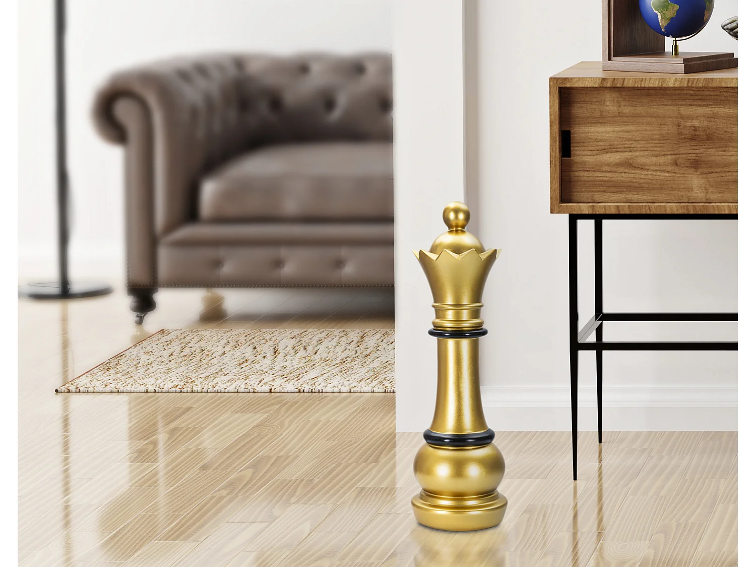 Pièce d'Échec Déco en Résine "Reine" 50cm Or