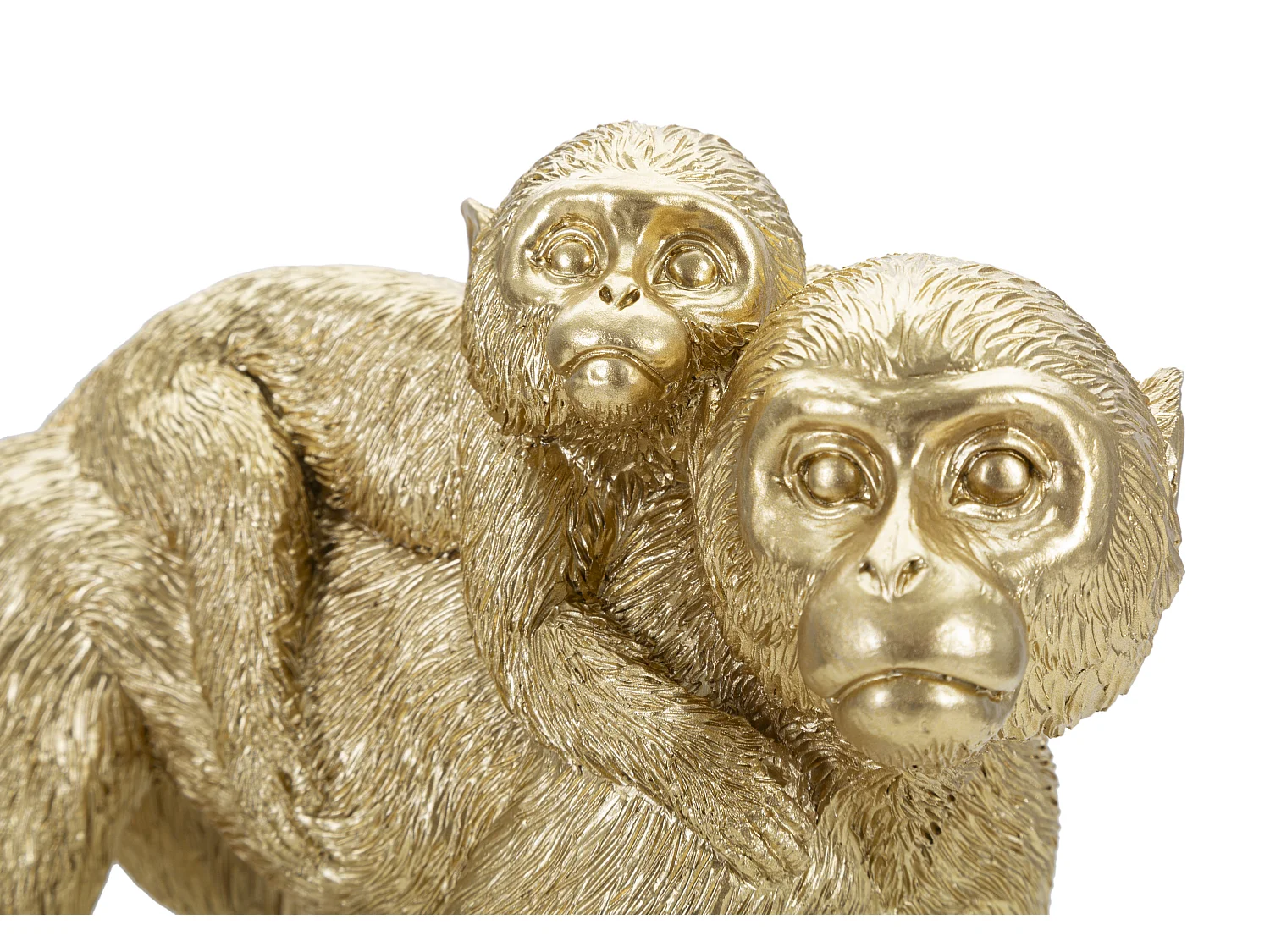 Statuette Déco Mère & Enfant "Singe" 29cm Or