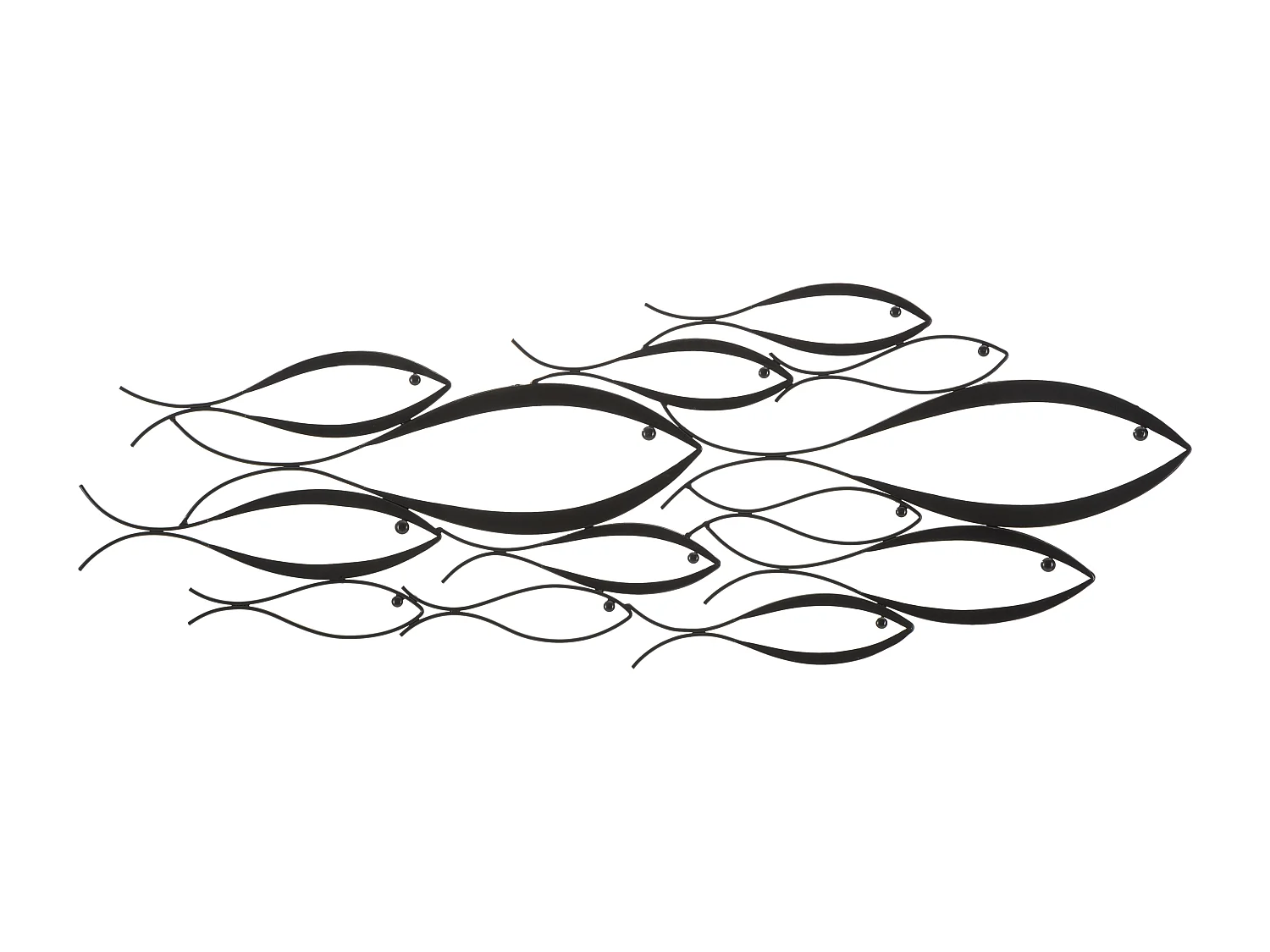 Pannello decorativo 3D in metallo nero pesci cm 100x1x35