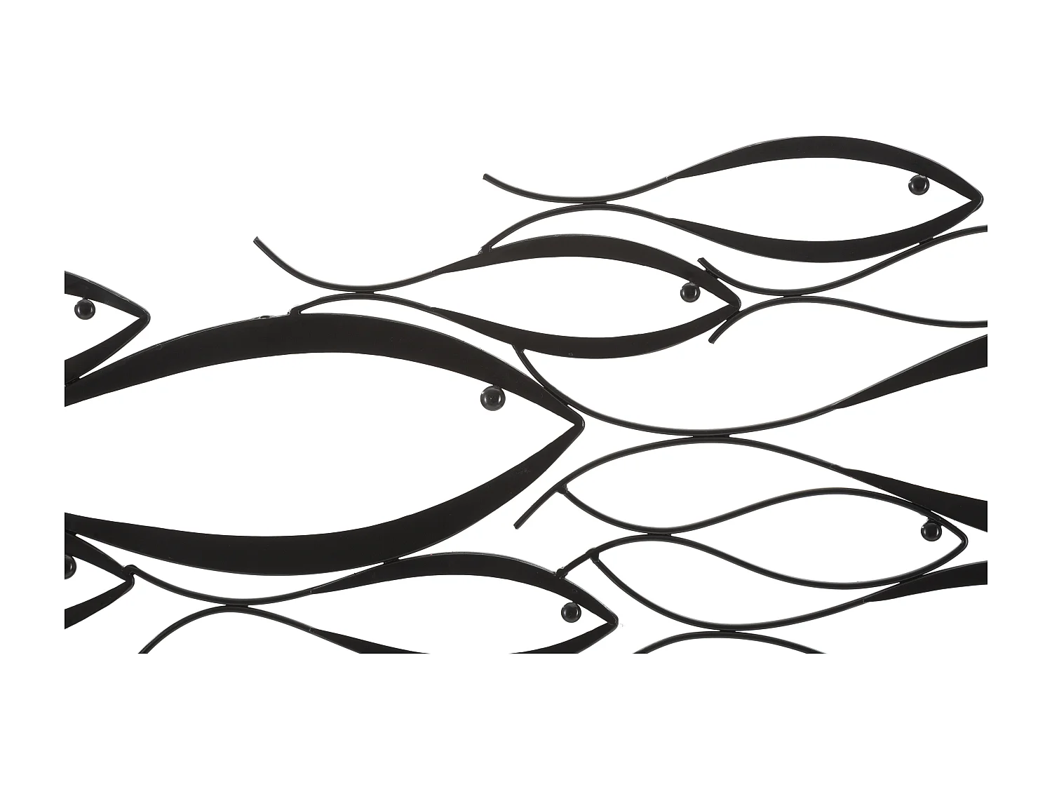 Pannello decorativo 3D in metallo nero pesci cm 100x1x35