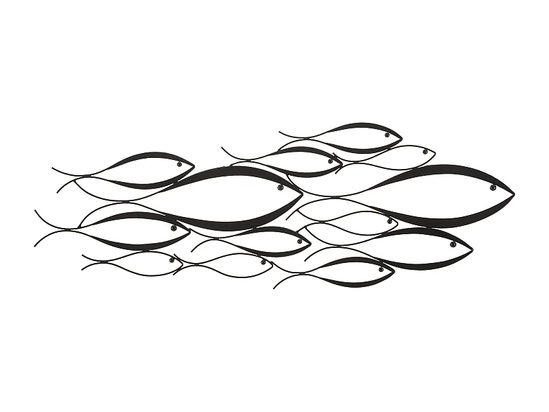Pannello decorativo 3D in metallo nero pesci cm 100x1x35