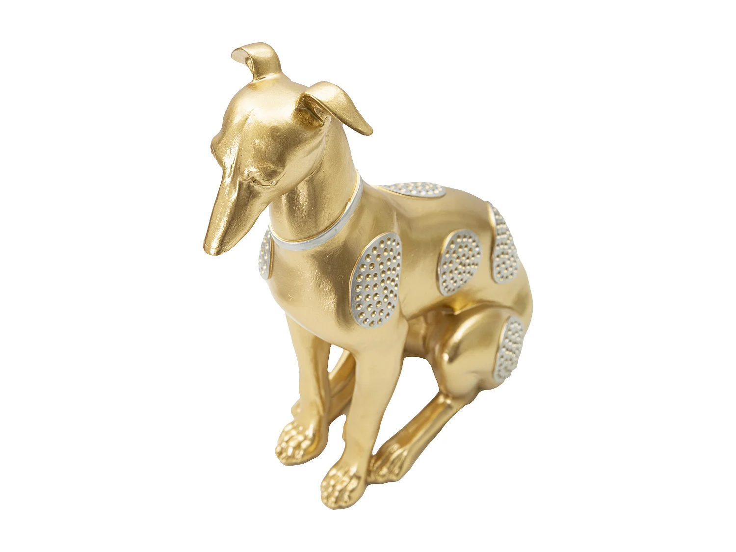 Statua di cane seduto in resina dorata cm 19,8x10x29