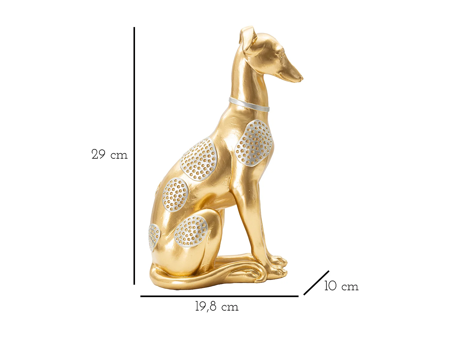 Statuette Design en Résine "Chien Assis" 29cm Or