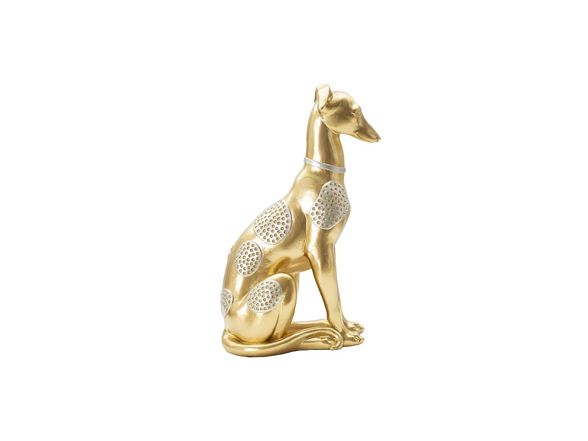 Statue sitzender Hund aus Kunstharz goldfarben 19,8x10x29 cm