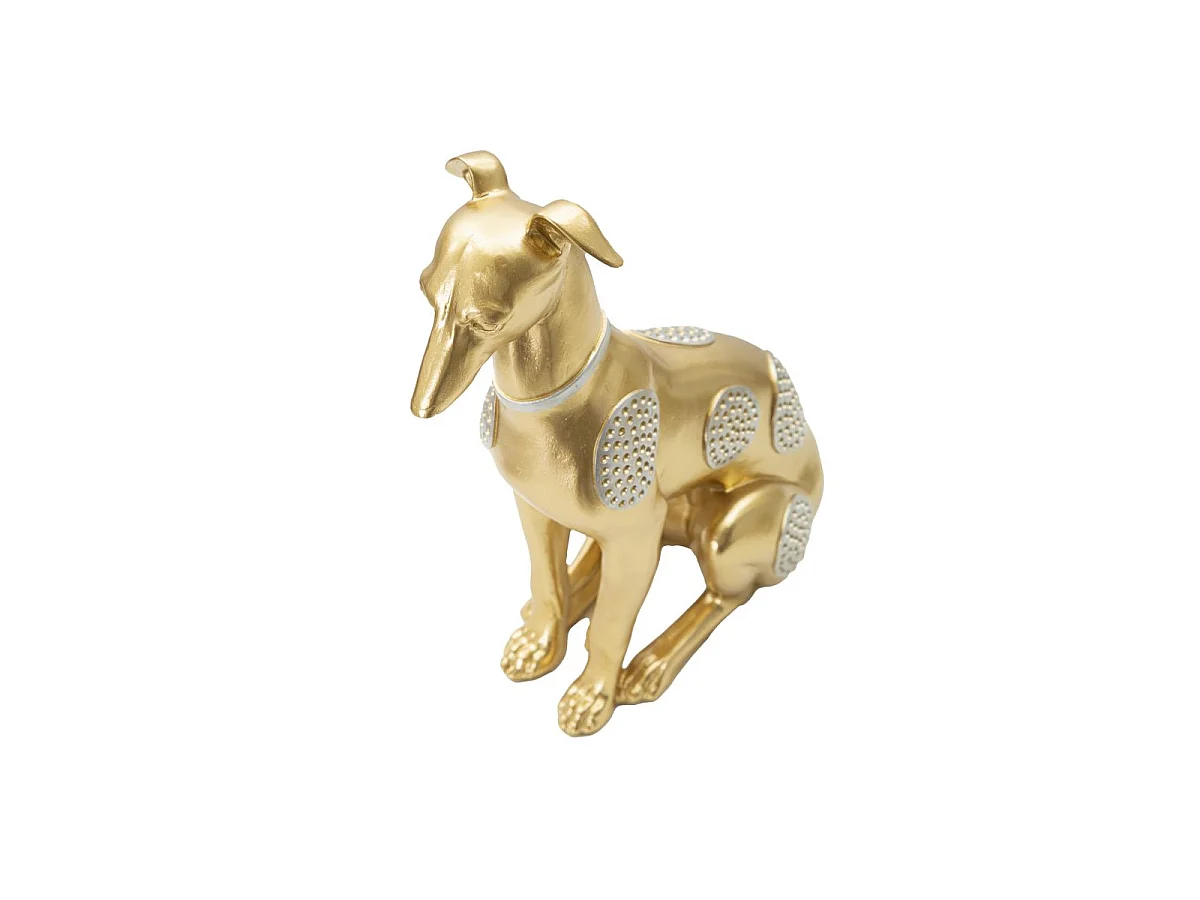 Statue sitzender Hund aus Kunstharz goldfarben 19,8x10x29 cm